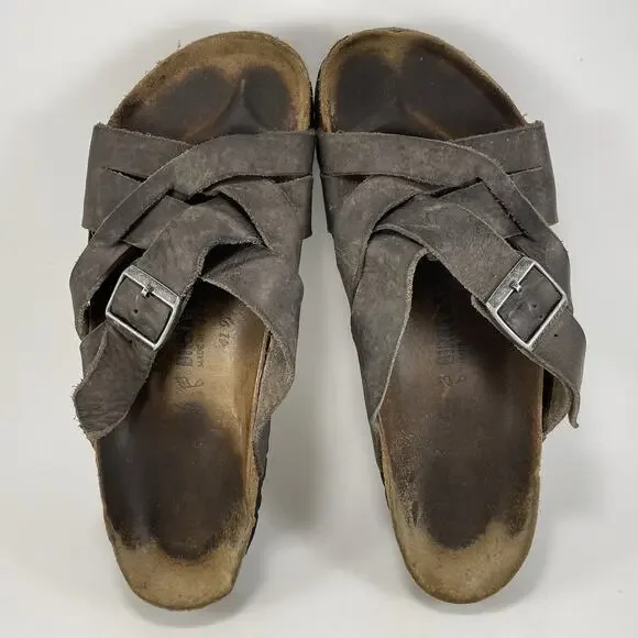 Birkenstock Lugano Slide Sandals Mens Size 11, EU44 Brown Distressed Criss Cross Birkenstock Lugano Sandal - Men main image 4
